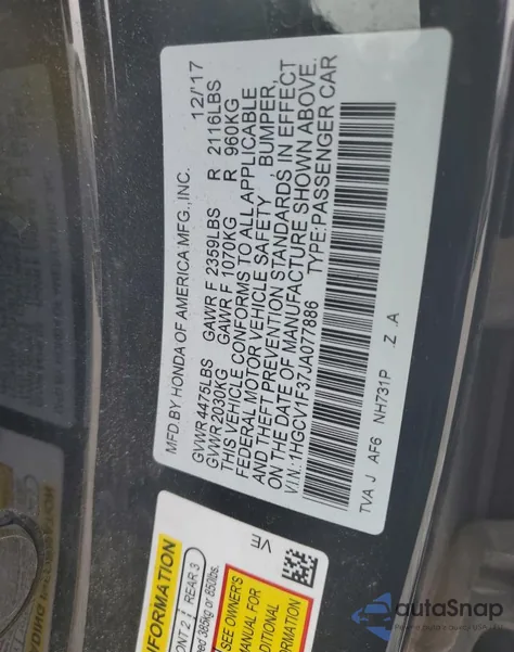 2018 Honda Accord Sport from USA, damaged, VIN 1HGCV1F37JA077886